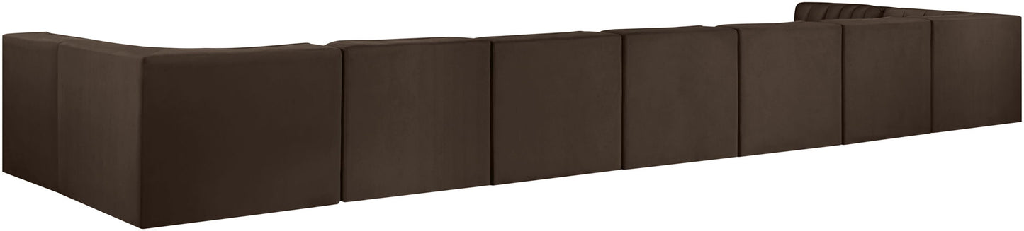 Rummi - Armless Velvet Performance Fabric Upholstered 9 Piece Modular Sectional