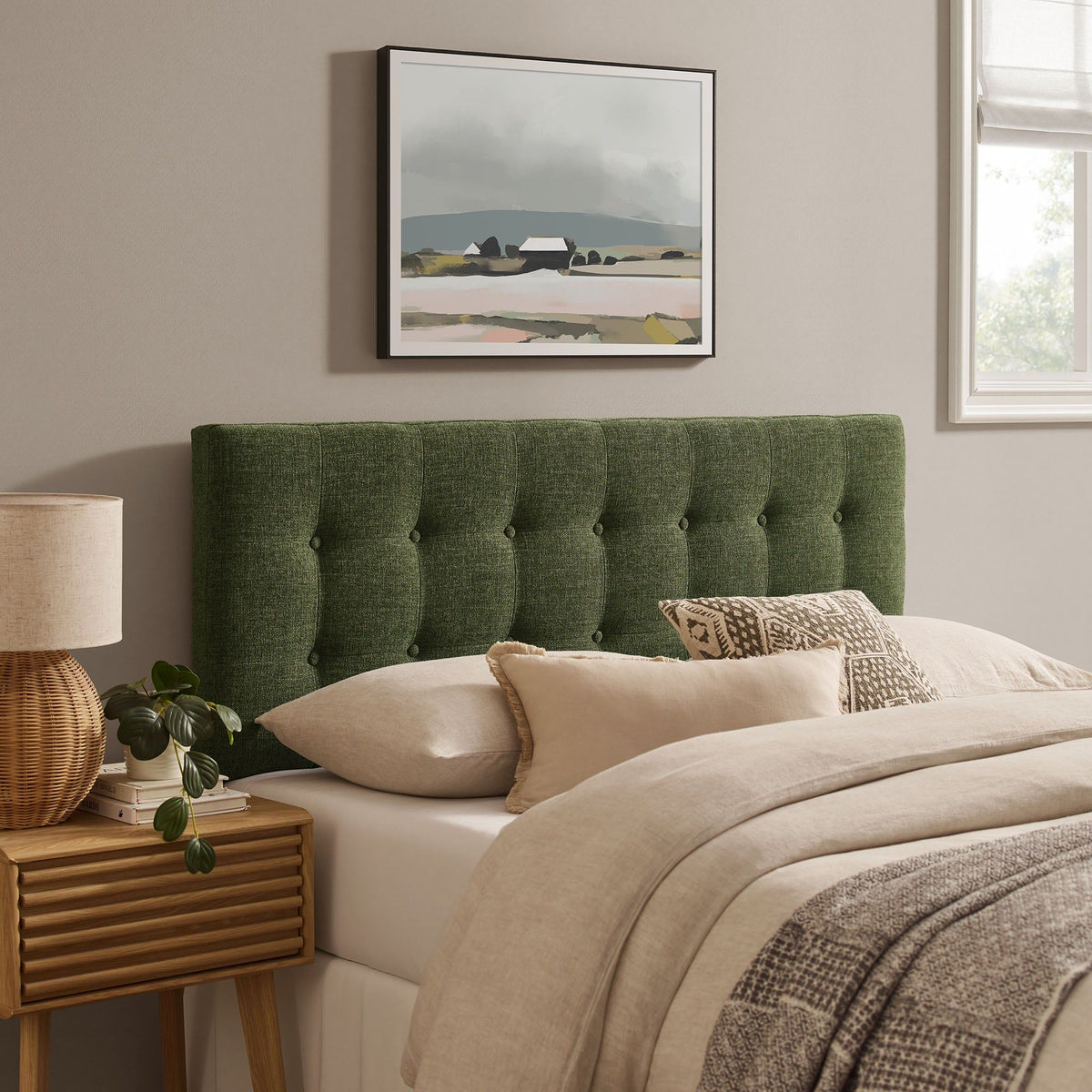 Emily Upholstered Fabric Headboard - Full, Foliage