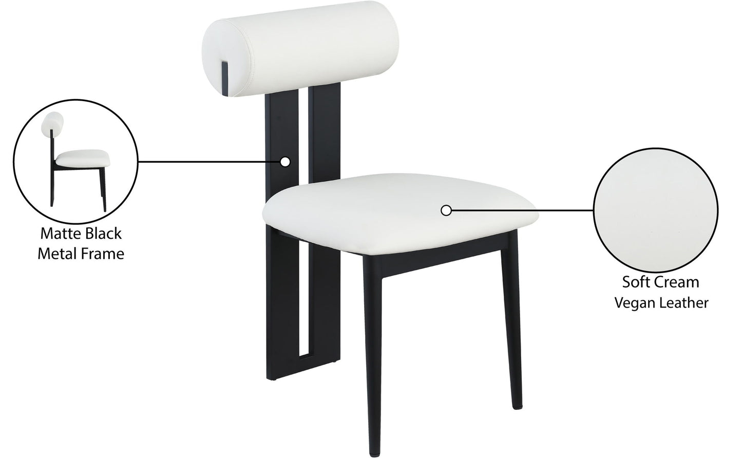 Dario - Faux Leather Dining Chair With Black Frame (Set of 2)