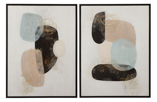 Athena Framed Canvas (Set of 2) - Gray / Beige