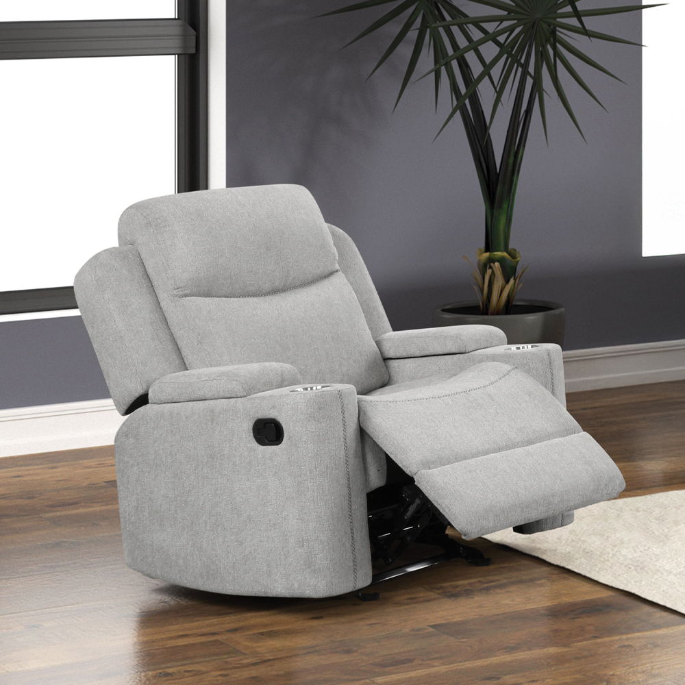 Galya - Motion Glider Recliner - Light Gray Chenille
