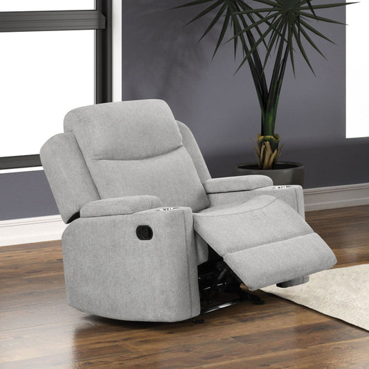 Galya - Motion Glider Recliner - Light Gray Chenille