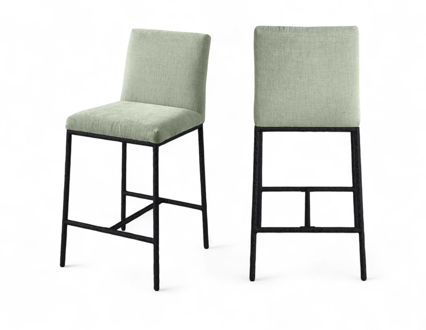 Reeves - Chenille Fabric Upholstered Counter Stool (Set of 2) - Black Base