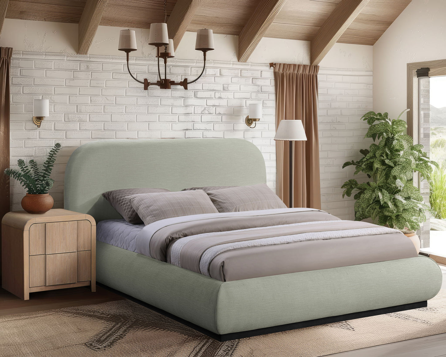 Vaughn - Chenille Bed With Black Base