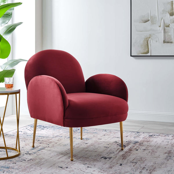 Transcend Performance Velvet Armchair - Maroon