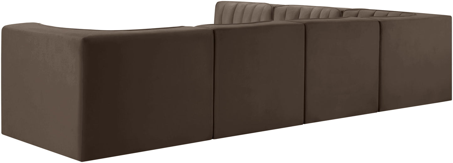 Rummi - Velvet Performance Fabric Upholstered 6 Piece Modular Sectional
