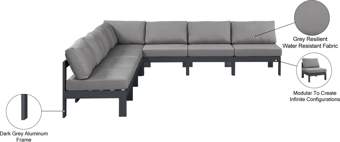 Nizuc - Outdoor Patio 7 Piece Modular Sectional With Gray Frame