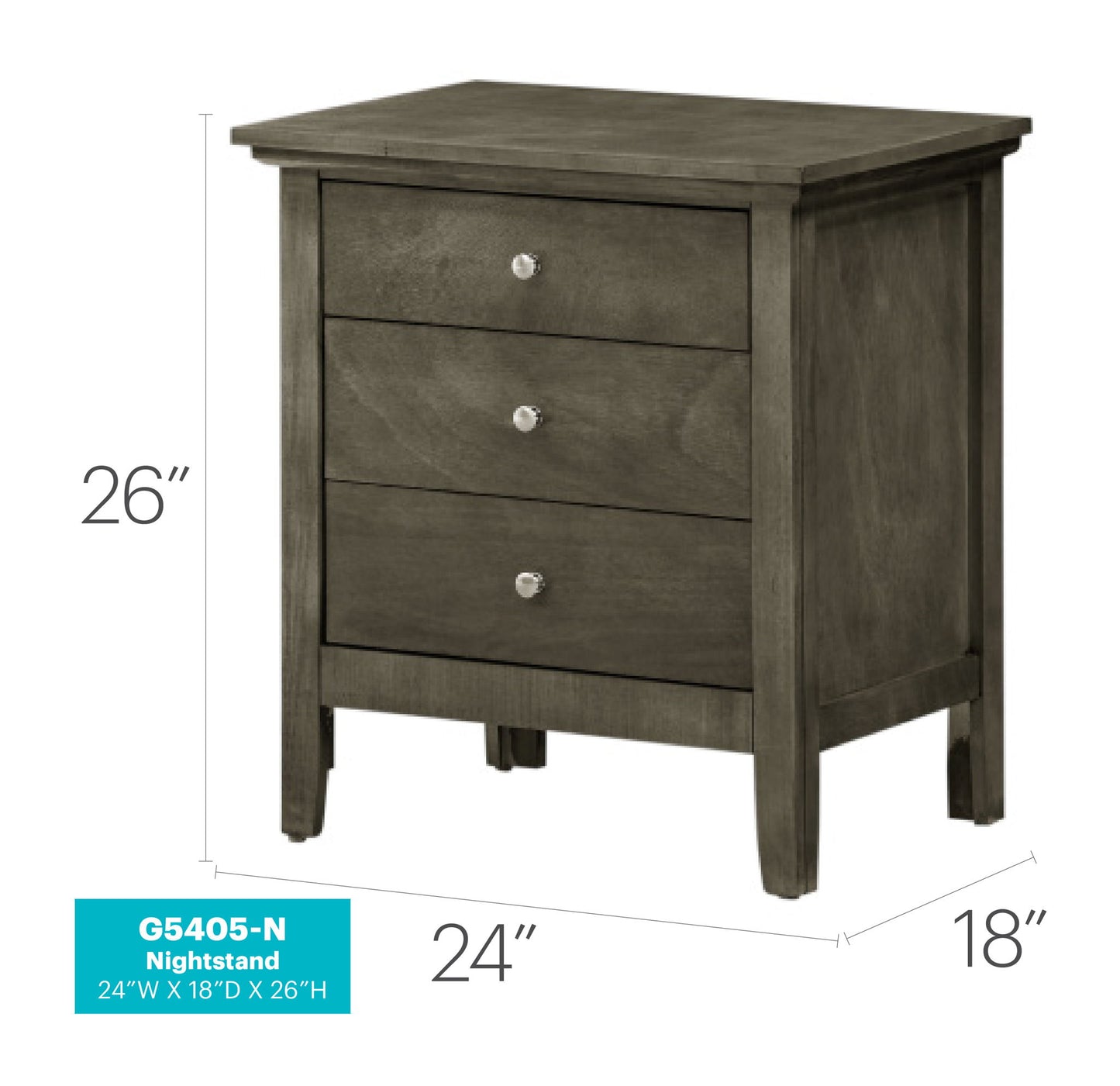 Glory Furniture - Hammond - 3 Drawer Nightstand