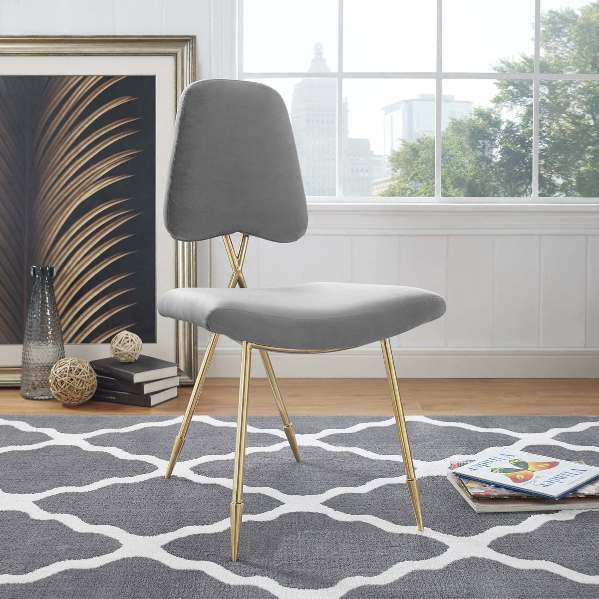 Ponder Performance Velvet Dining Side Chair - Gray