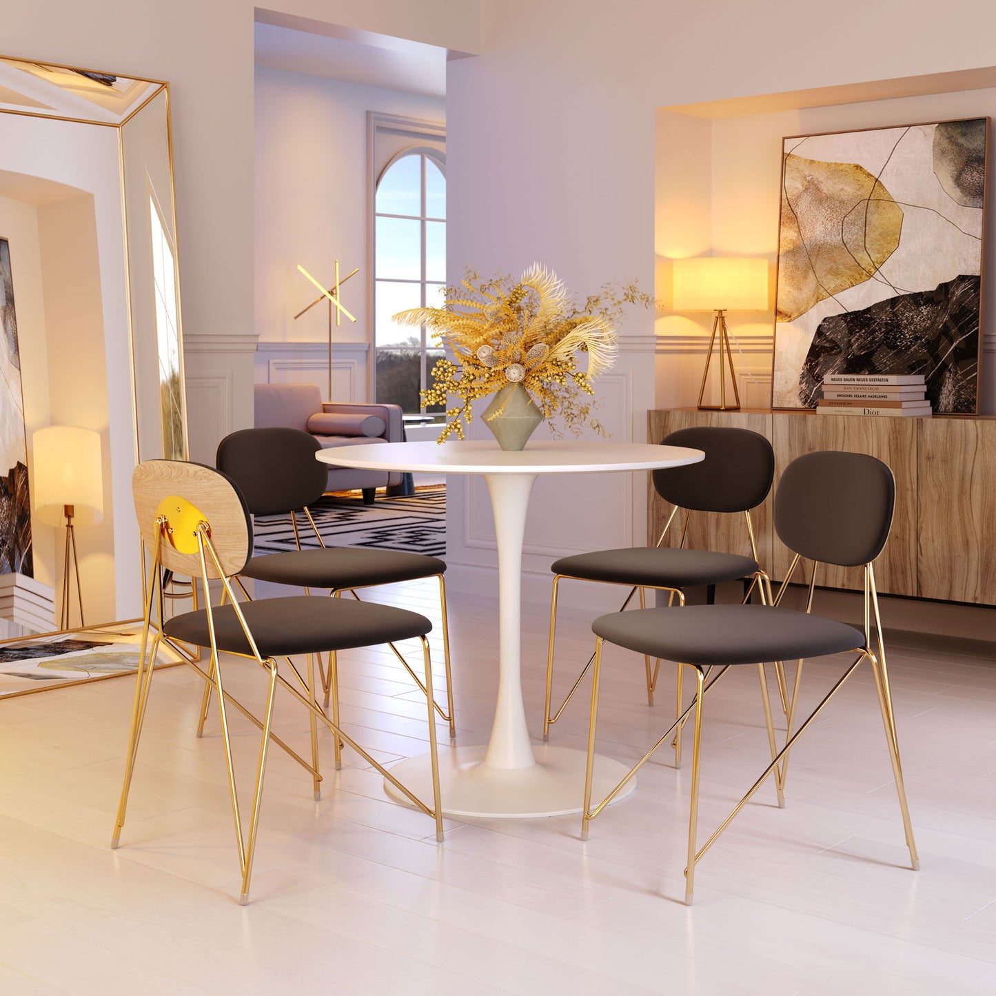 Georges - Dining Chair (Set of 2) - Gray / Gold