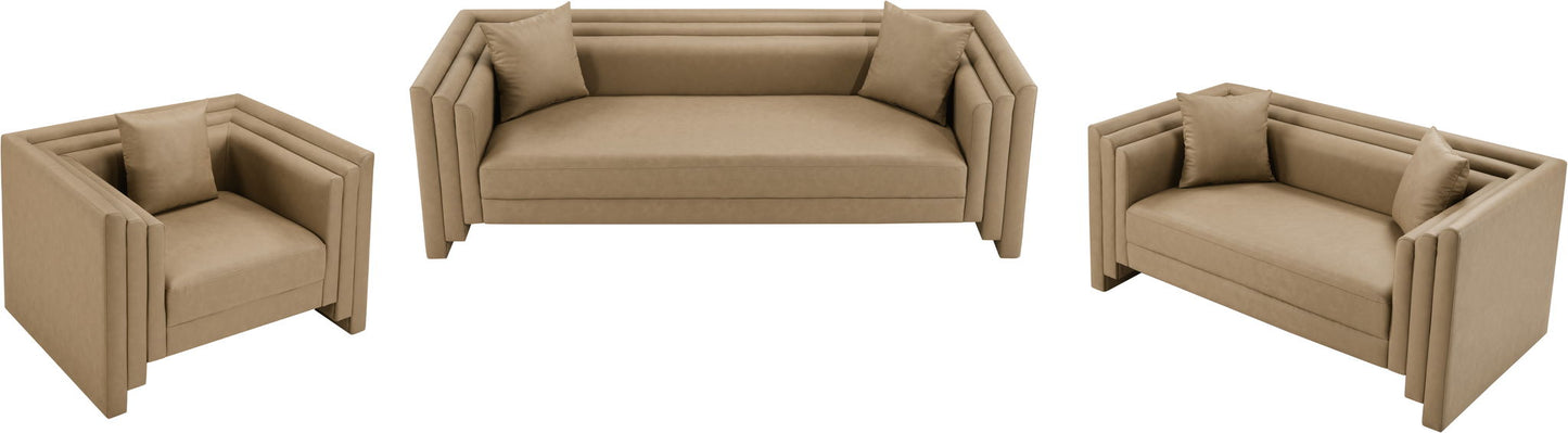 Everett - Vegan Leather 67" Upholstered Loveseat - Tan