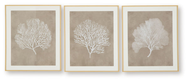 Hendridge - Wall Art Set (Set of 3) - Taupe / White