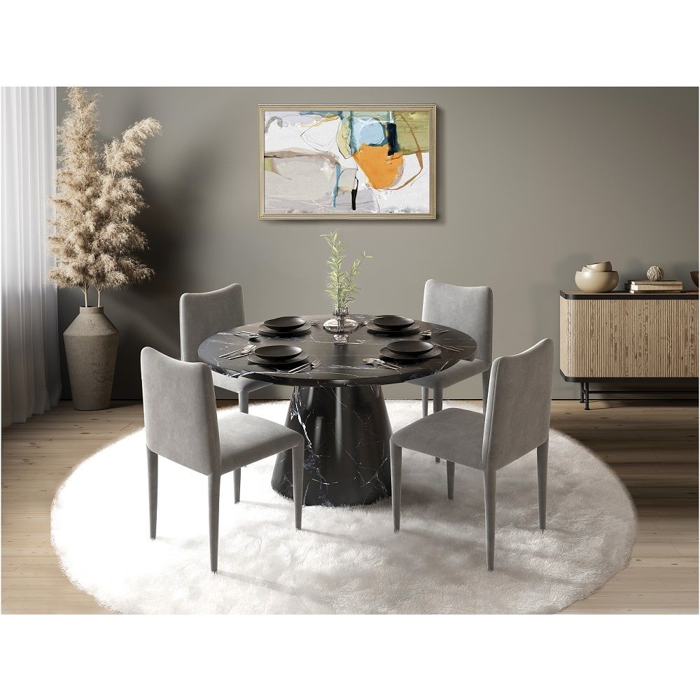 Hollis - Dining Table With Engineered Stone Top - Engineered Stone