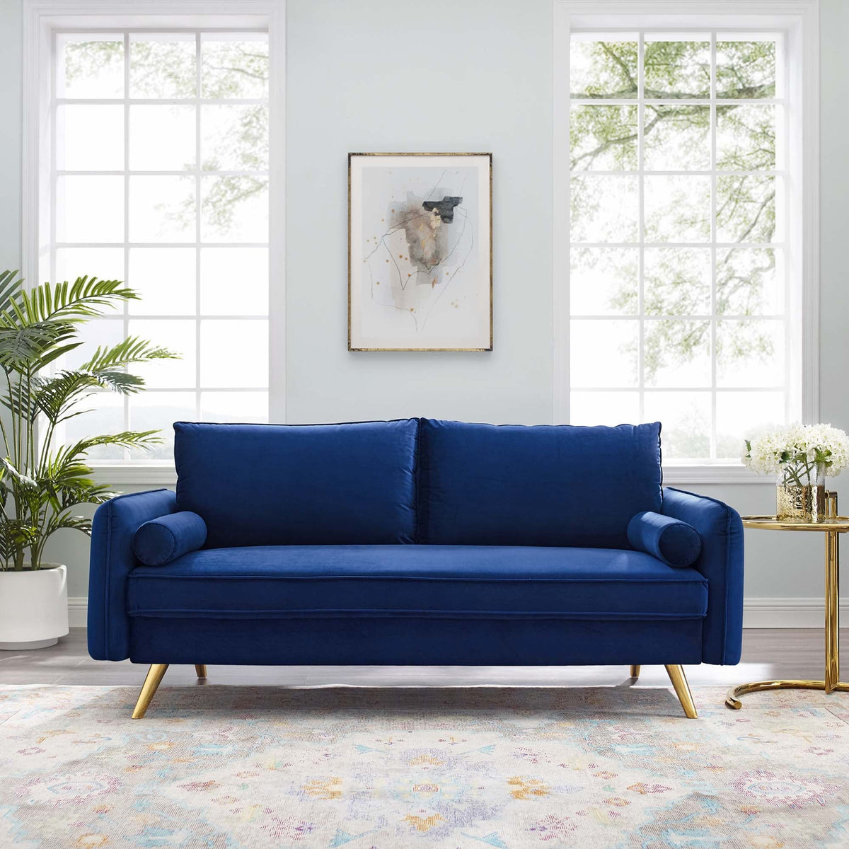 Revive Performance Velvet Sofa - Navy