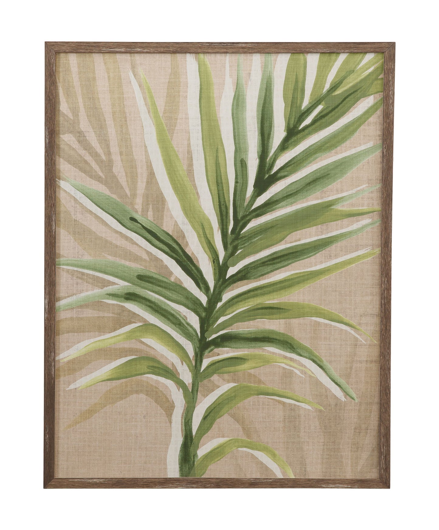Burlap Palm Frond I Framed Print - Light Brown / Green