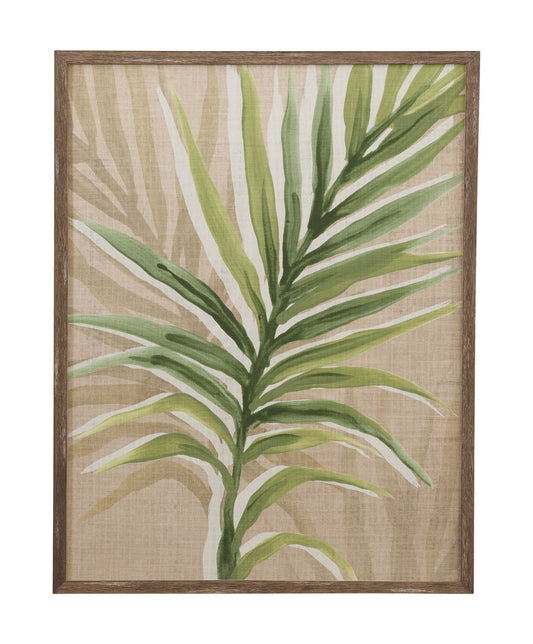 Burlap Palm Frond I Framed Print - Light Brown / Green