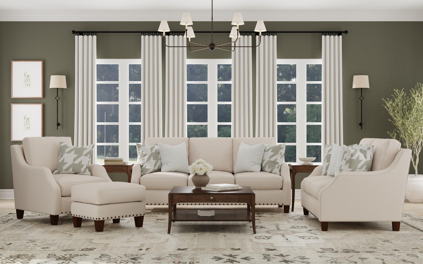 Gianna - Fabric Ottoman With Nailhead Trim