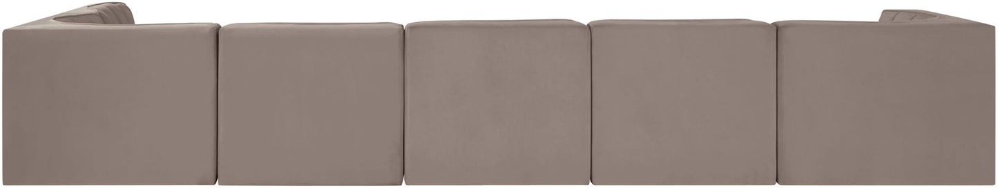 Rummi - Velvet Performance Fabric Upholstered 6 Piece Modular Sectional, L-Shaped (Right)