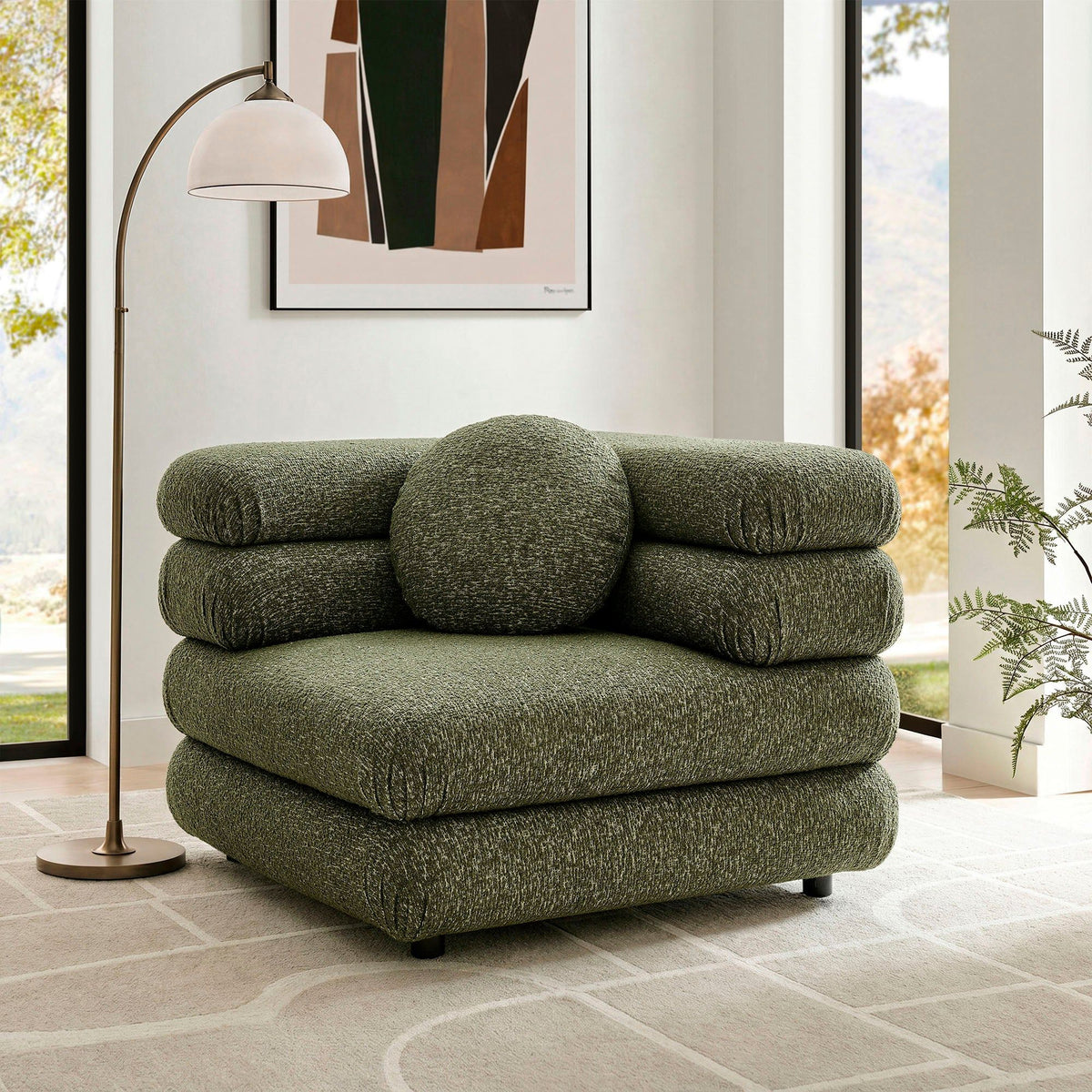 Jubilee Upholstered Modular Corner Chair - Olive