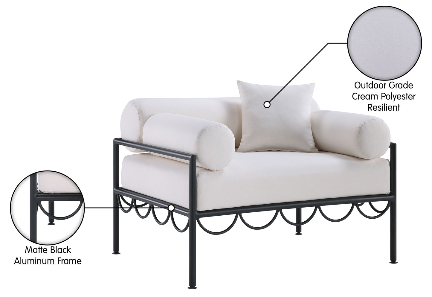 Portofino - Resilient Water Repellent Fabric Upholstered Outdoor Patio Chair