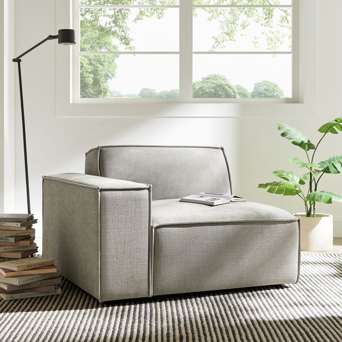 Restore Performance Fabric Upholstered Left-Facing Modular Lounge Chair - Pewter