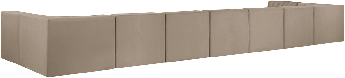 Rummi - Armless Velvet Performance Fabric Upholstered 9 Piece Modular Sectional