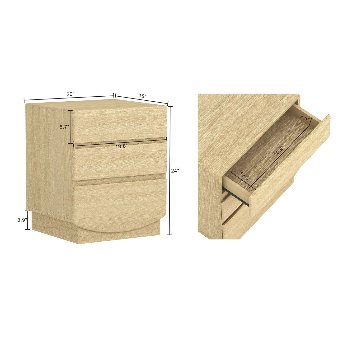 Manhattan Ardea - 3-Drawer Nightstand