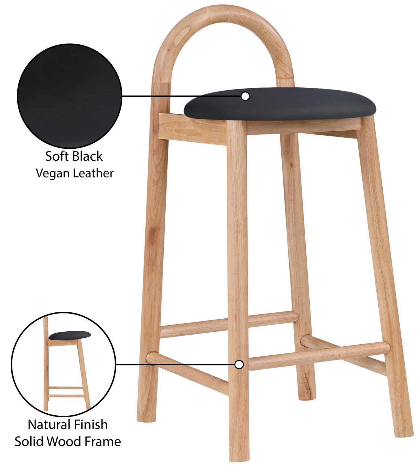Calvin - Faux Leather Stool - Light Brown Legs