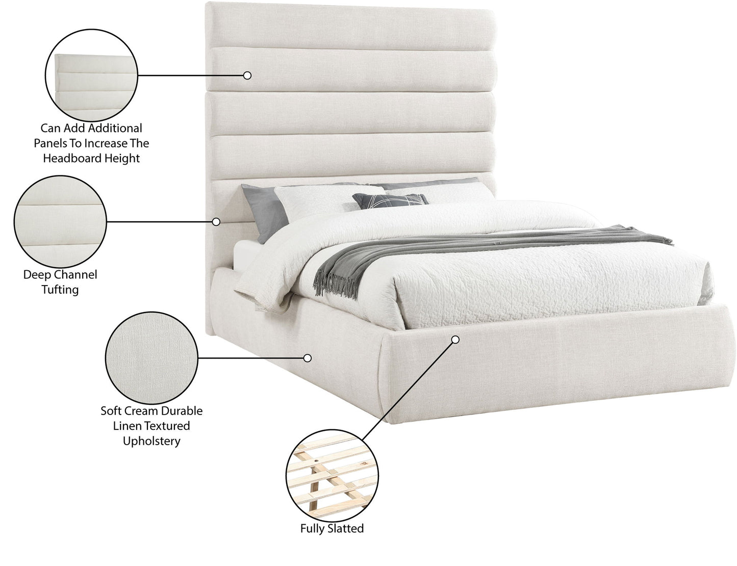 Adam - Linen Fabric Bed With 70.5" Headboard