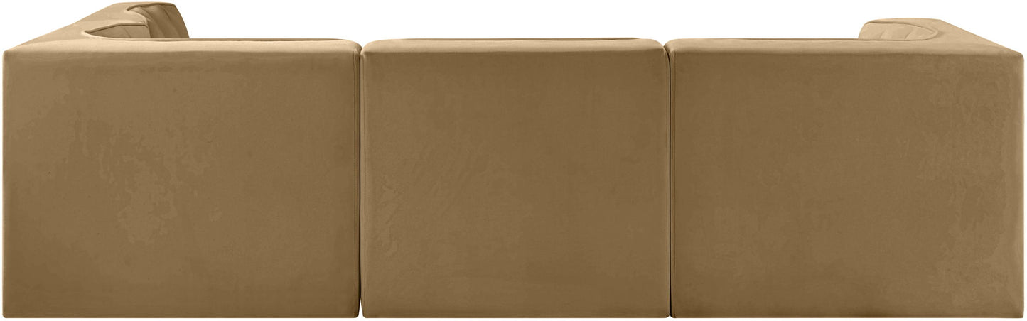 Rummi - Velvet Performance Fabric Upholstered 4 Piece Modular Sectional