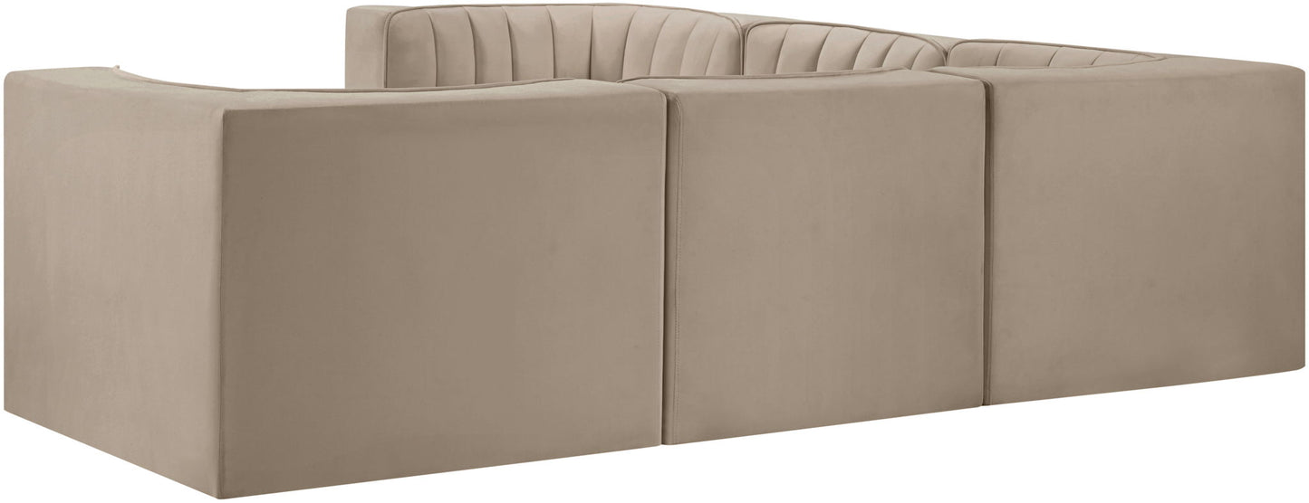 Rummi - Symmetrical Velvet Performance Fabric Upholstered 5 Piece Modular Sectional