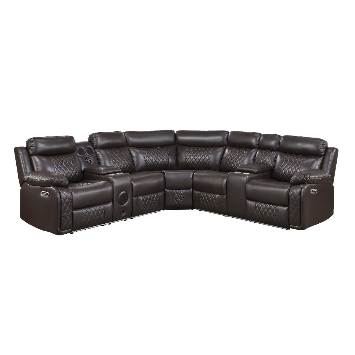 Cipher 3-Piece Power Reclining Sectional with Two Consoles, Speakers, Subwoofer, LED Lighting and Charging Port