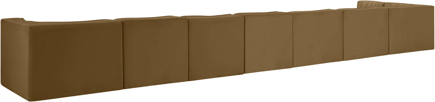 Rummi - Velvet Performance Fabric Upholstered 8 Piece Modular Sectional, L-Shaped (Right)