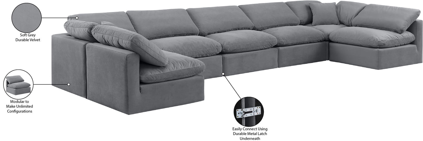 Indulge - Velvet 7 Piece Modular U-Shaped Sectional