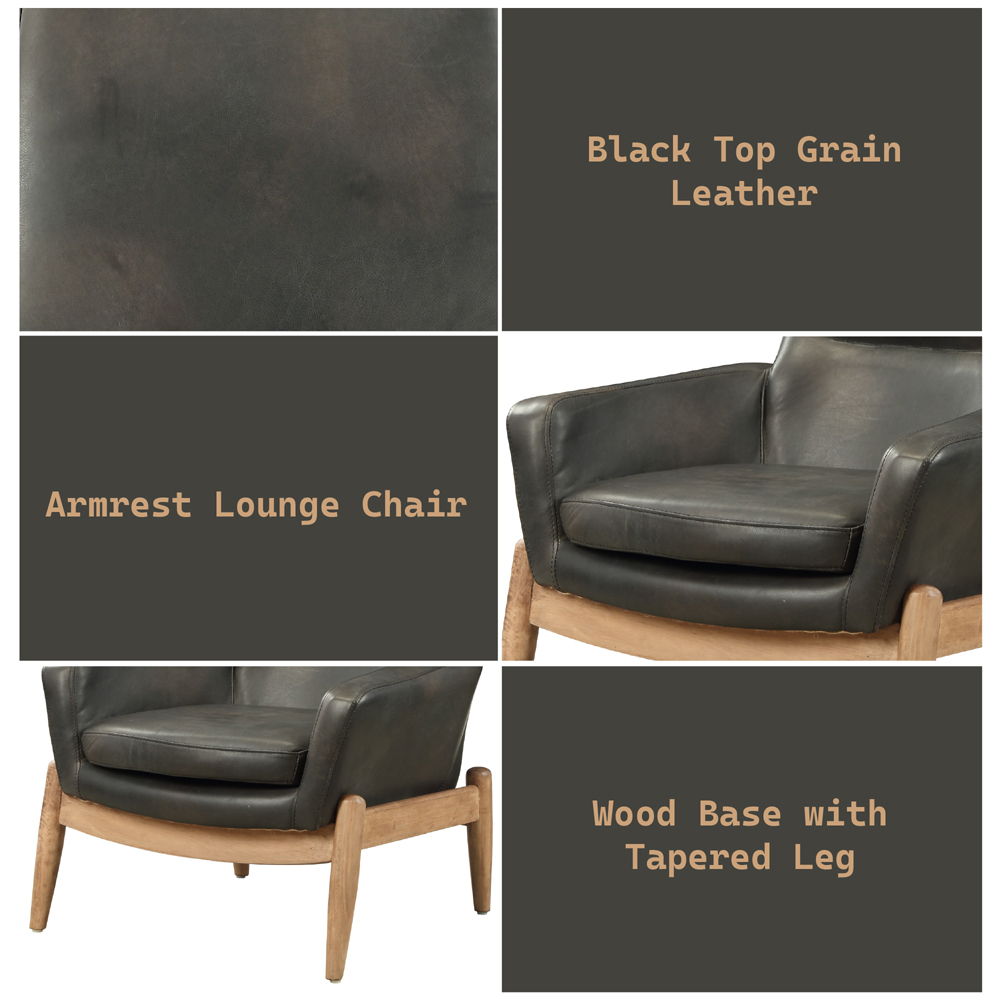 Dolphin - Accent Chair - Black Top Grain Leather