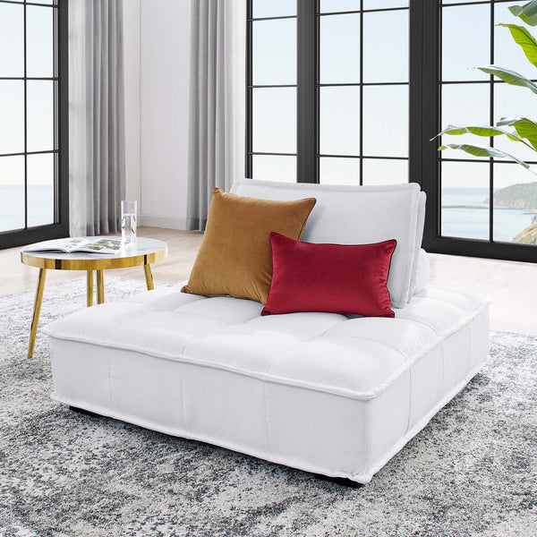 Saunter Tufted Fabric Armless Chair - White