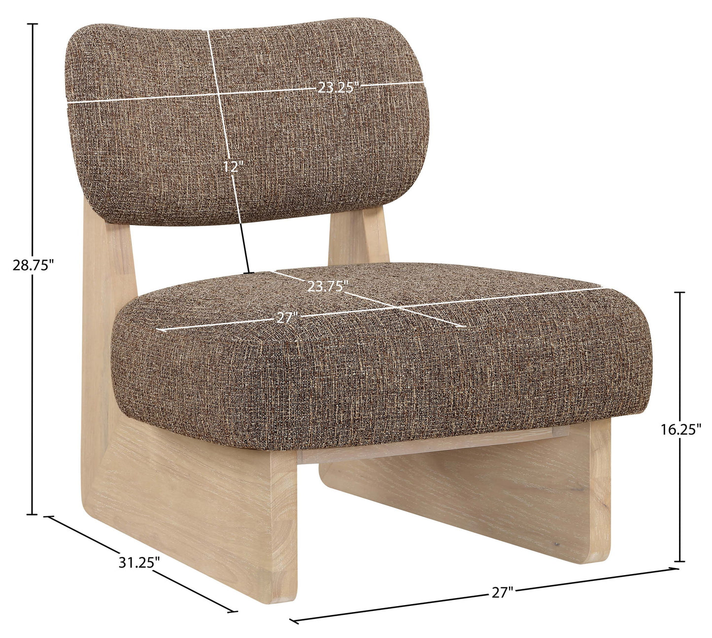 Vetra - Linen Textured Fabric Upholstered Accent Chair With Natural Base