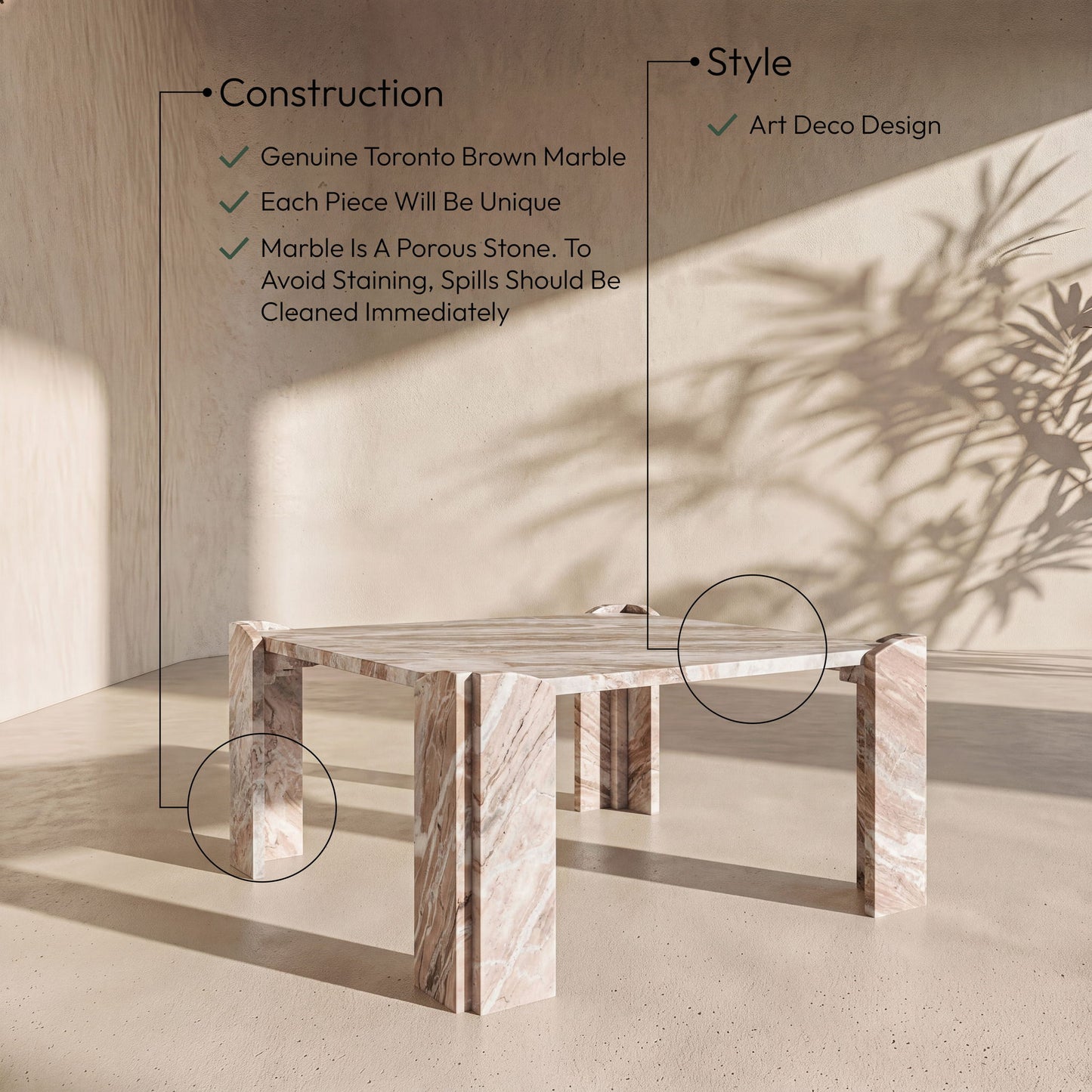 Ravello - Genuine Marble Table