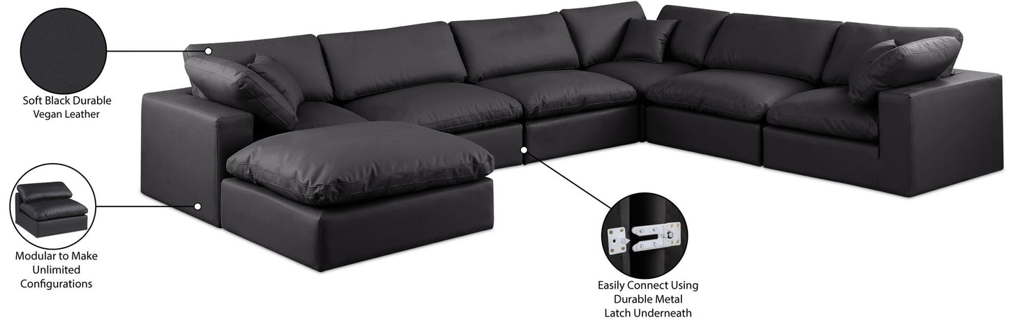 Comfy - 7 Piece Faux Leather Modular Sectional With Chaise