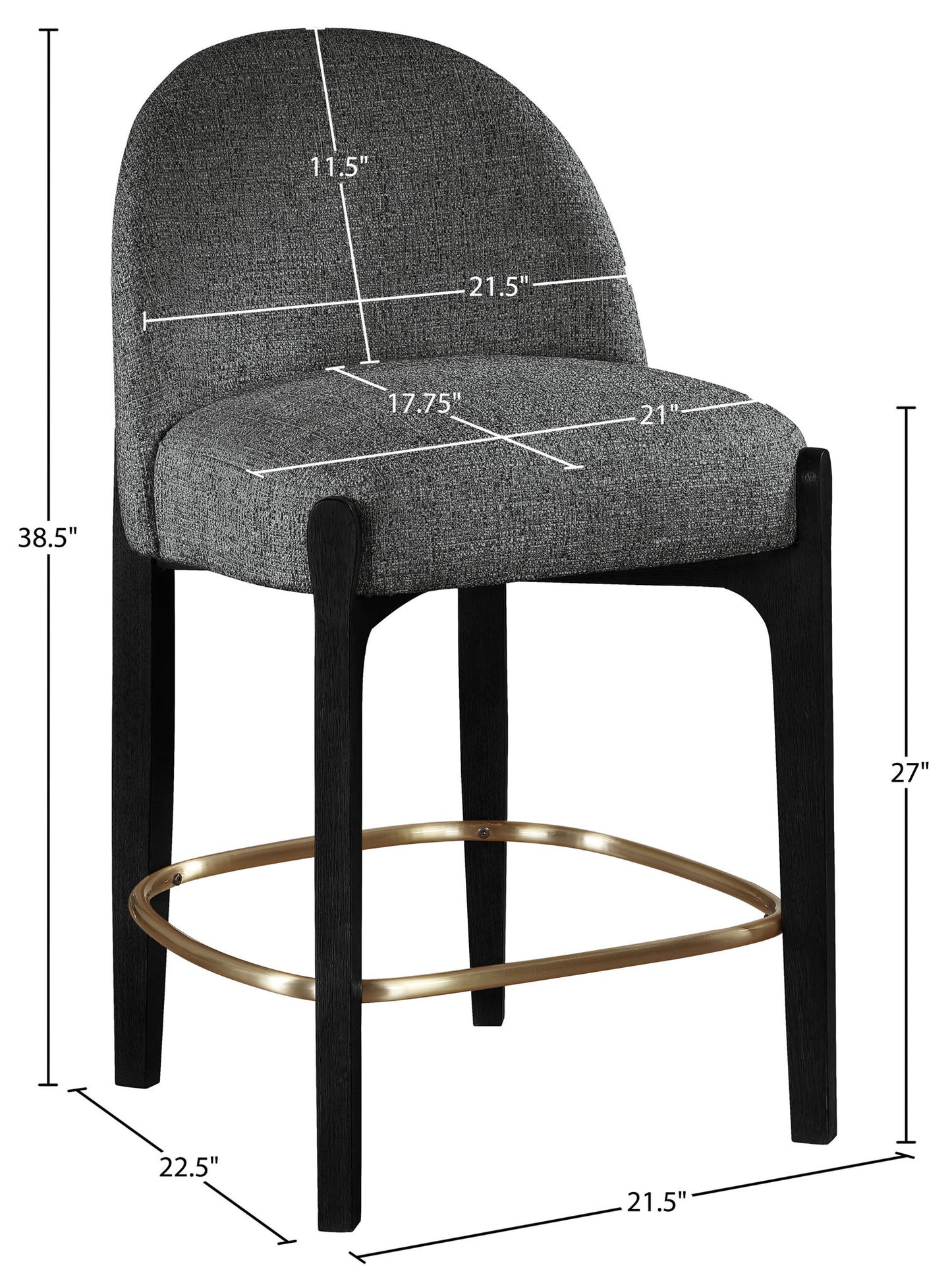 Torino - Counter Stool With Brushed Black Base