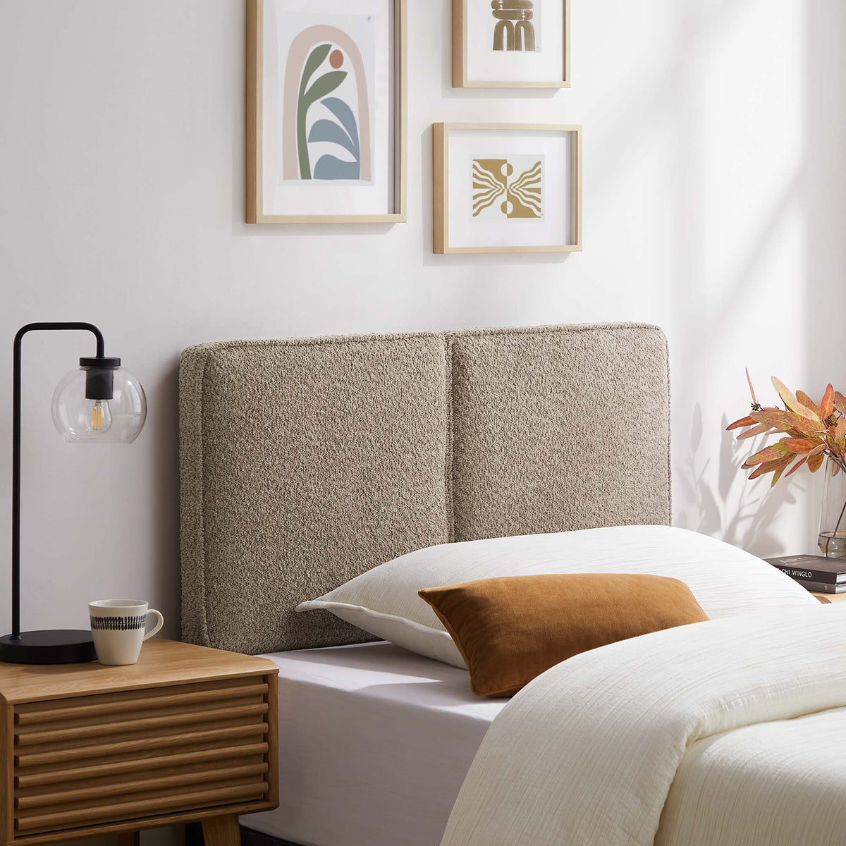 Lindee Boucle Fabric Headboard - Twin, Oatmeal