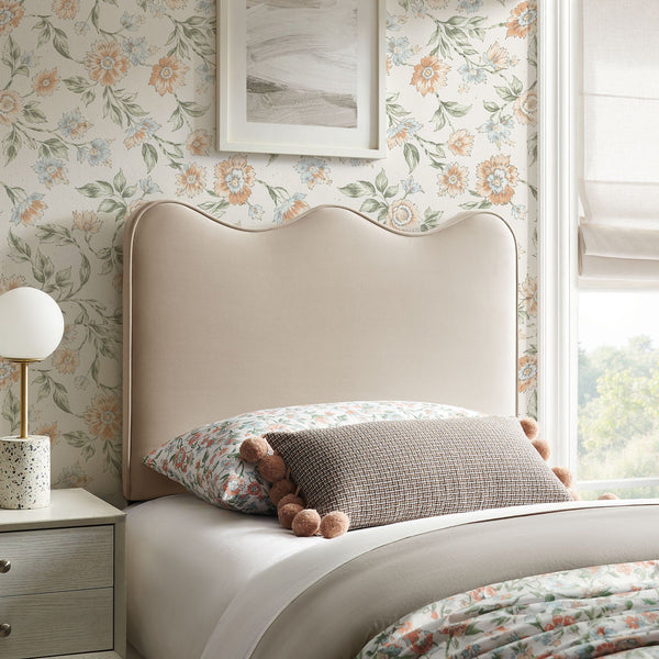 Athena Upholstered Headboard - Twin, Almond