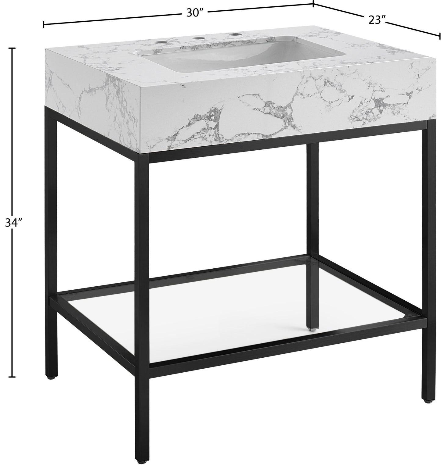 Marmo - Engineered Marble Bathroom Vanity With Black Base