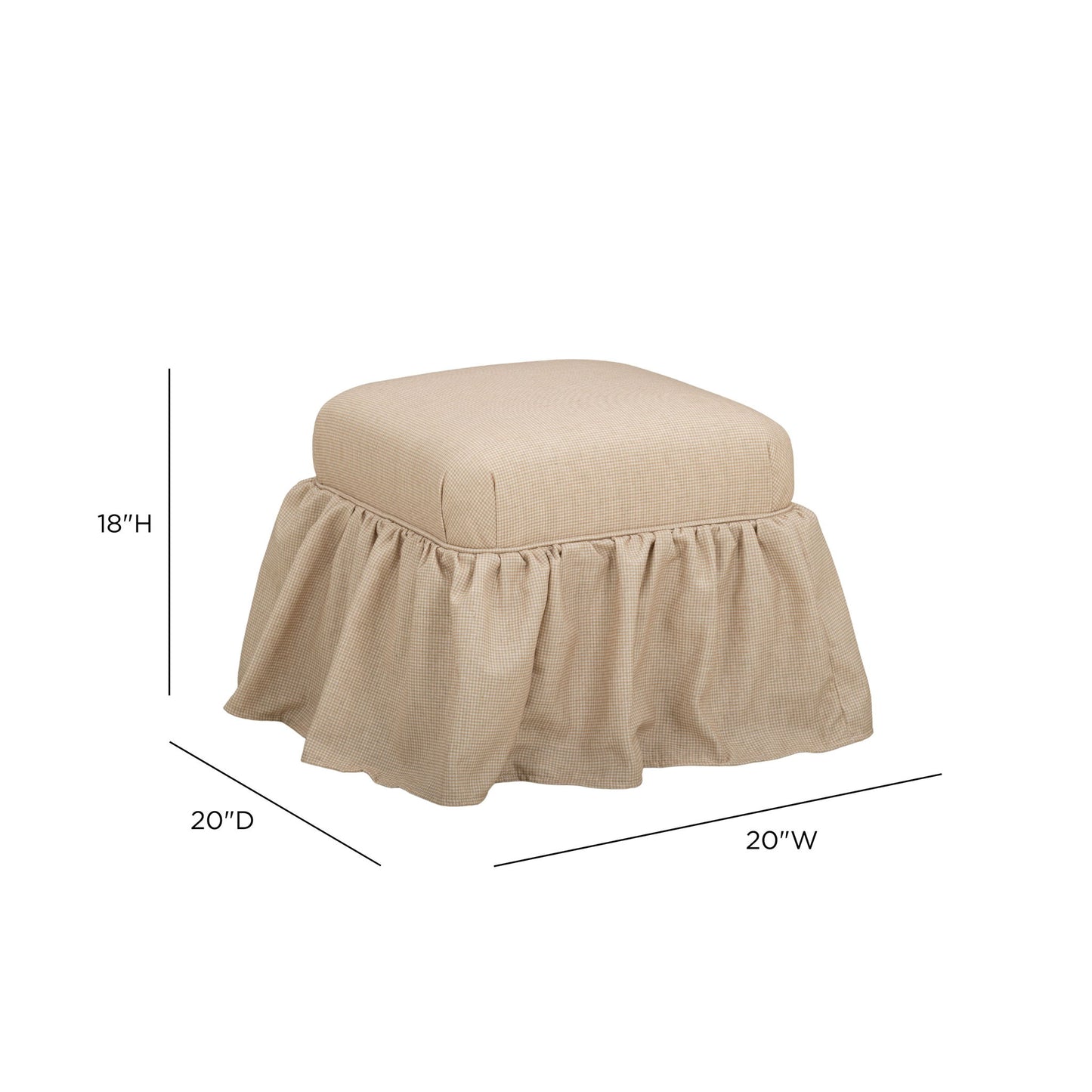 Gertrude - Performance Linen Skirted Ottoman - Yellow