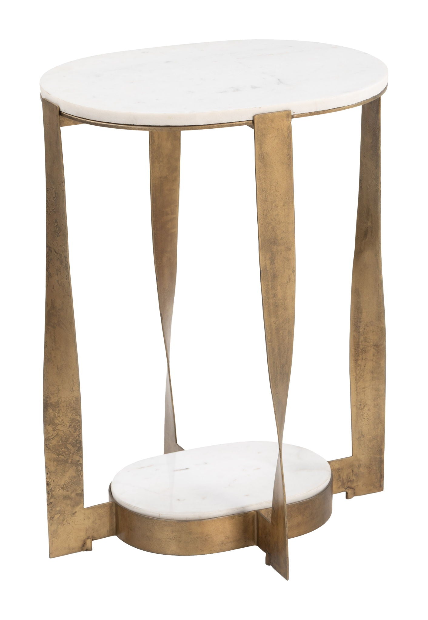 Orion - Accent Table - White / Brass