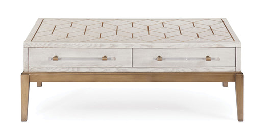 Perrine - Rectangle Cocktail Table - White / Gold