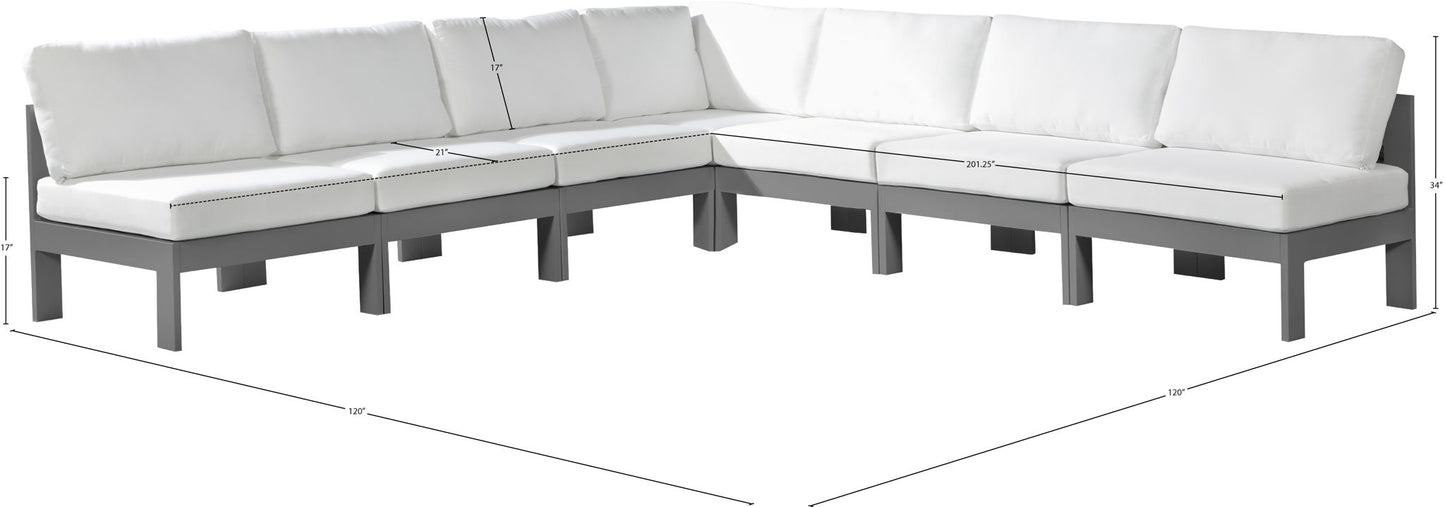 Nizuc - Outdoor Patio 7 Piece Modular Sectional With Gray Frame