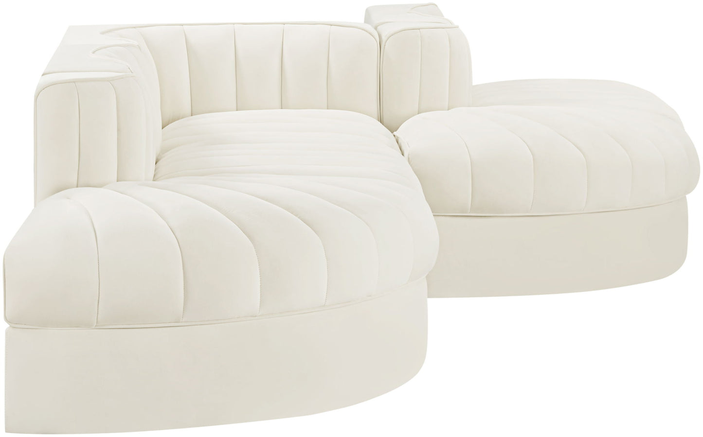 Rummi - Rounded Velvet Performance Fabric Upholstered 5 Piece Modular Sectional