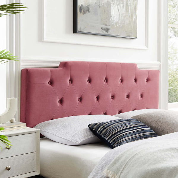 Juliet Tufted Performance Velvet Headboard - King/CA King, Dusty Rose