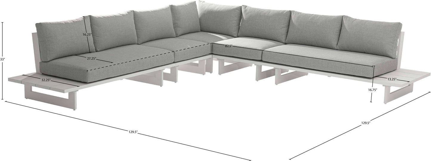 Maldives - 5 Piece Water Resistant Outdoor Patio Modular Sectional With White Base